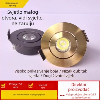 Ugradna LED spot svjetiljka promjera 4,5 cm za pultove i vitrine, mini downlight, 1W/3W višebojno svjetlo