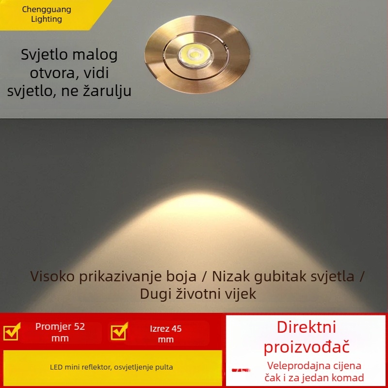 Ugradna LED spot svjetiljka promjera 4,5 cm za pultove i vitrine, mini downlight, 1W/3W višebojno svjetlo