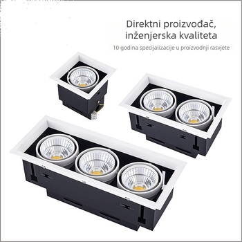 COB LED ugrađeni stropni spot s kvadratnom rešetkom – komercijalna upotreba