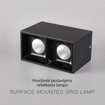 LED dvostruko glavna površinska downlight za dnevni boravak, 4-glava cilindrična kutija s rešetkom, pametno prigušivanje