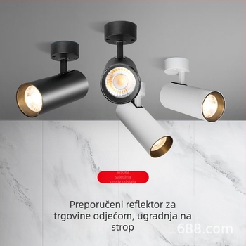 Površinski montirani LED spot s podesivim kutem snopa, sklopivi, COB izvor visoke svjetline i energetske učinkovitosti, plafonska montaža, anti-sjaj za pozadinski prikaz u trgovini