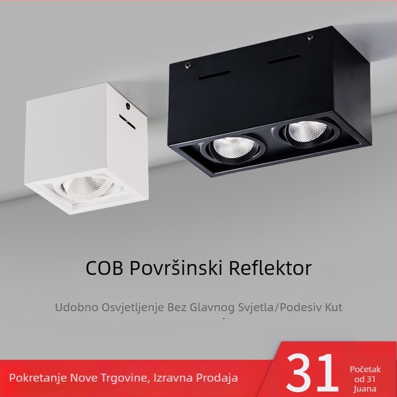 LED površinski montirane stropne spot lampe s kvadratnim kućištem, 4 glave, dnevni boravak, s inteligentnim glasovnim upravljanjem