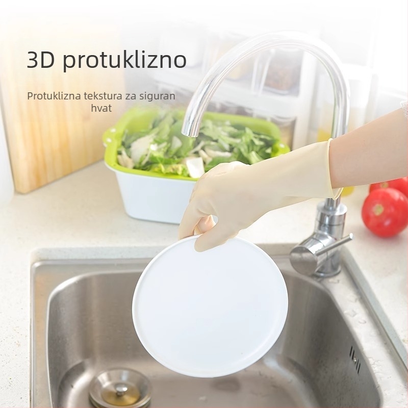 Camellia rukavice za pranje posuđa, tanke lateks rukavice za kućanstvo, vodootporne, za žene, ljeto, dužina 26 cm