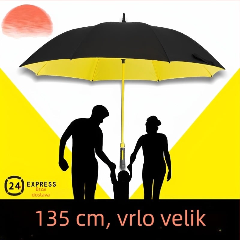 30-inčni automatski extra veliki dvostruko slojni kišobran, ojačani golf stil ravni kišobran, poslovni kišobran za sunce i kišu, za muškarce i žene, s reklamnim logom