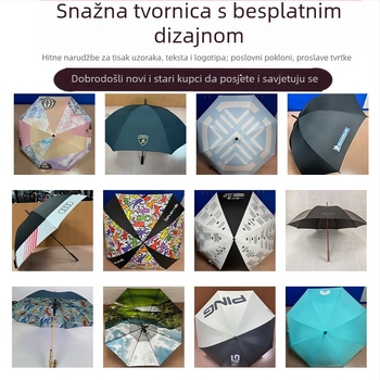 Automatski sklopivi kišobran s prilagođenim logotipom, reklamni dar za sunce i kišu, okvir od 7 rebara, plastična drška