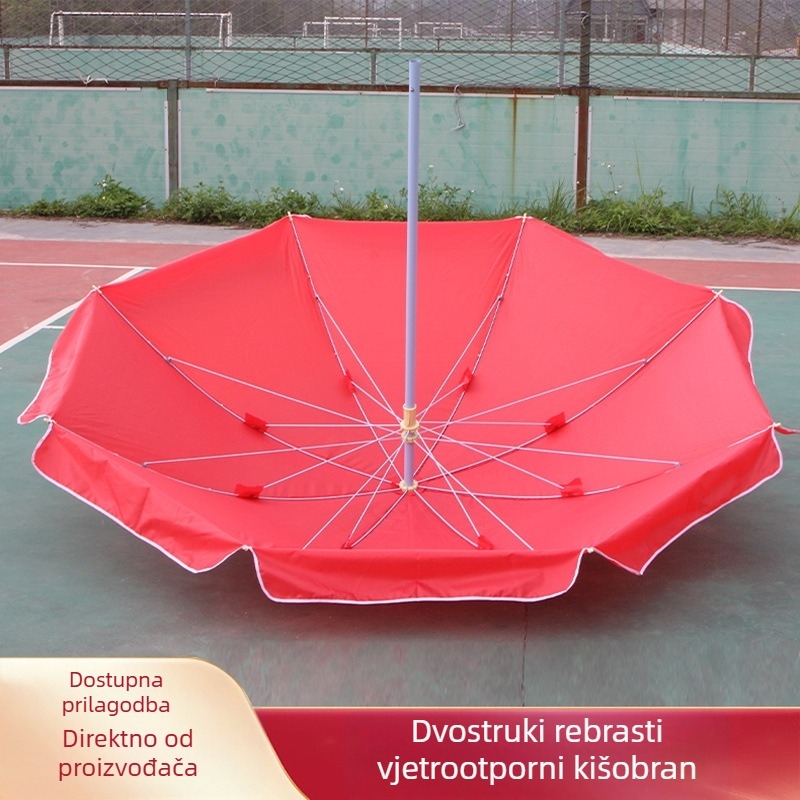 Suncobran za vanjske štandove, velik reklamni suncobran s logom, središnji stup, 8 krakova, najlon tkanina, ručno otvaranje