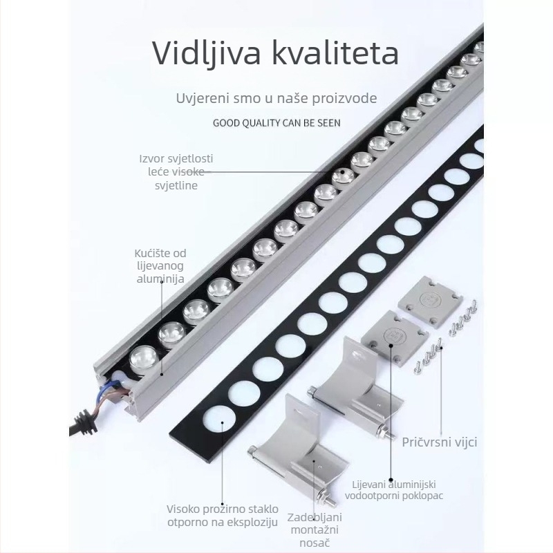 Vanjsko LED svjetlo za fasadu – RGB arhitektonsko osvjetljenje, podesivo, vodootporna LED traka