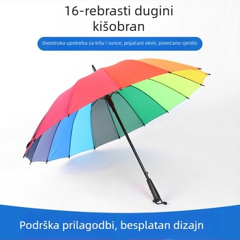 Kišobran s dugom drškom i 16 rebara, automatski, tisak logotipa za reklamu