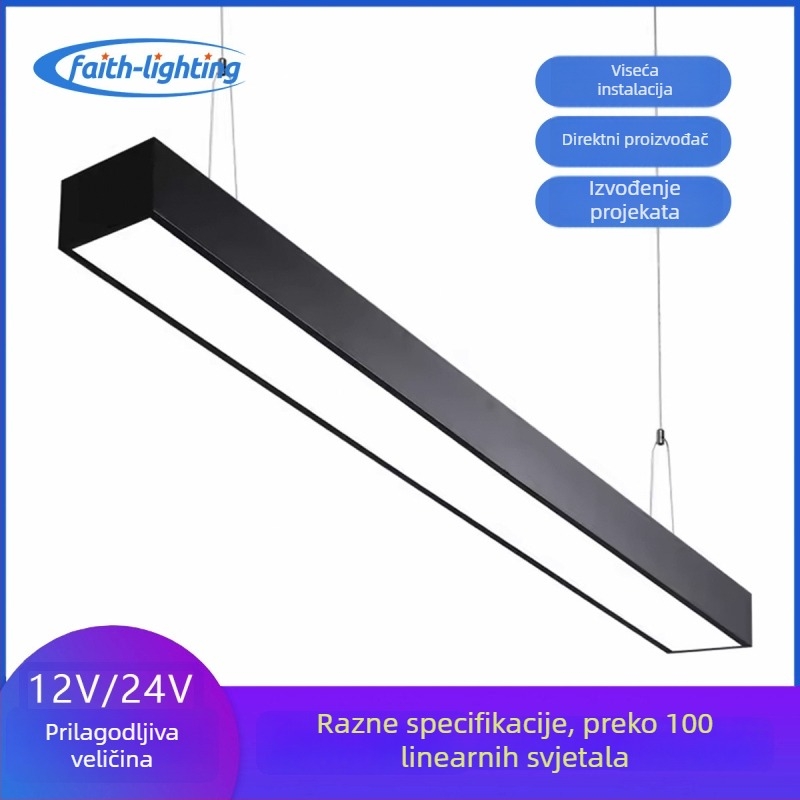 Prilagođeno ultra-jarko LED linearno svjetlo za urede, teretane i trgovačke centre; dekorativno viseće osvjetljenje s debelim aluminijskim kućištem