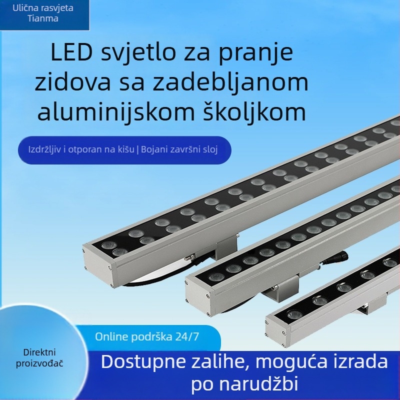 LED zidno pranje svjetlo za vanjsku i unutarnju upotrebu, vodootporno, 6500K, 48 LED, duljina 1000 mm, IP65, prigušivo uz vanjsko upravljanje, svjetlo za vjenčanja/fasadu, kontura u obliku V i linearno osvjetljenje, super sjajno
