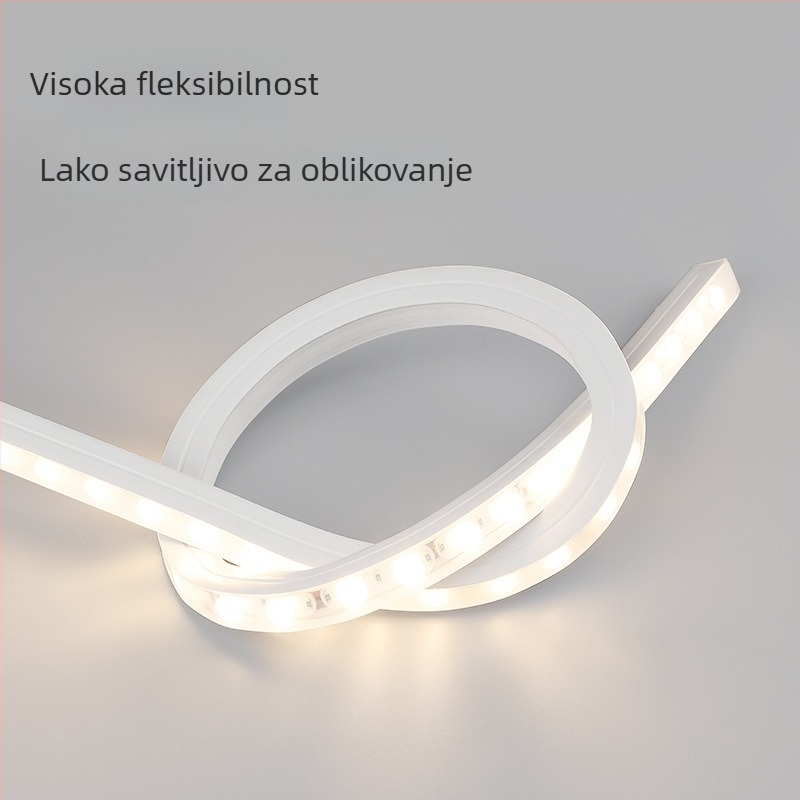 IP65 vanjska vodootporna silikon–fleksibilna linearna LED traka, 24V, 48×2835 LED, CRI 90, 30° snop, osvjetljenje pozadne zidne površine