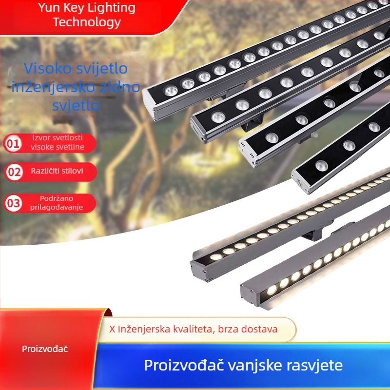 Cloud Key Yunyao LED vanjska zidna rasvjeta IP65, 24V, 5000 lm, 2700–6500 K, CRI>80, aluminijsko kućište, 30° snop, duljina 0,5–1 m, za fasade, izloge i natpise