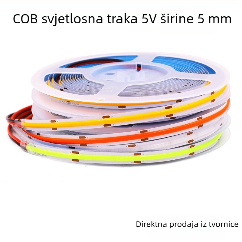5V COB LED traka, 320 LED, širina 5 mm/8 mm, DIY rezanje