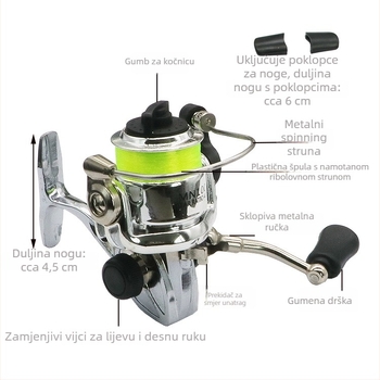 Mini mikro spinning kolut s metalnim kućištem za duga bacanja na ledu