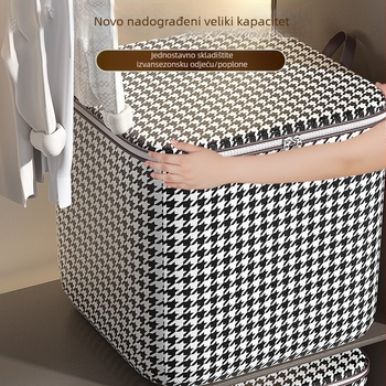 Sklopiva kutija za pohranu s uzorkom houndstooth, otporna na vlagu, velika kapaciteta 110 L, za odjeću i ćebad.