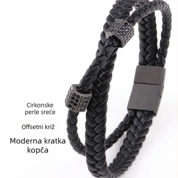 Unisex narukvica od titanij-čelika s magnetskom kopčom, tkana koža, minimalistički dizajn, dojam luksuza, moderan dodatak