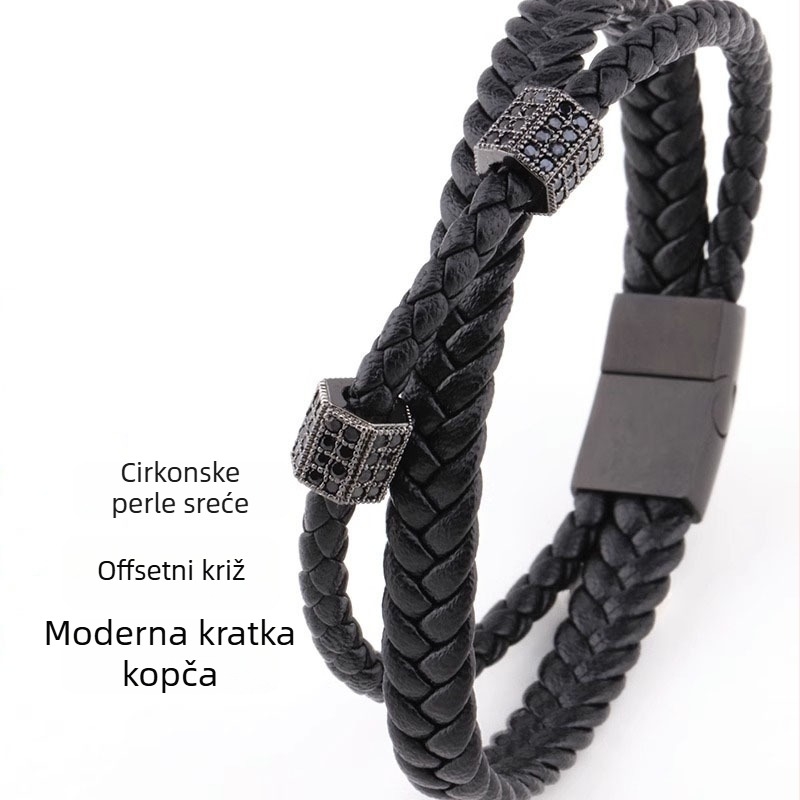 Unisex narukvica od titanij-čelika s magnetskom kopčom, tkana koža, minimalistički dizajn, dojam luksuza, moderan dodatak