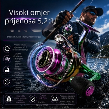 Metalna spinning makara za ribolov, dugi bacaji, šareni dizajn