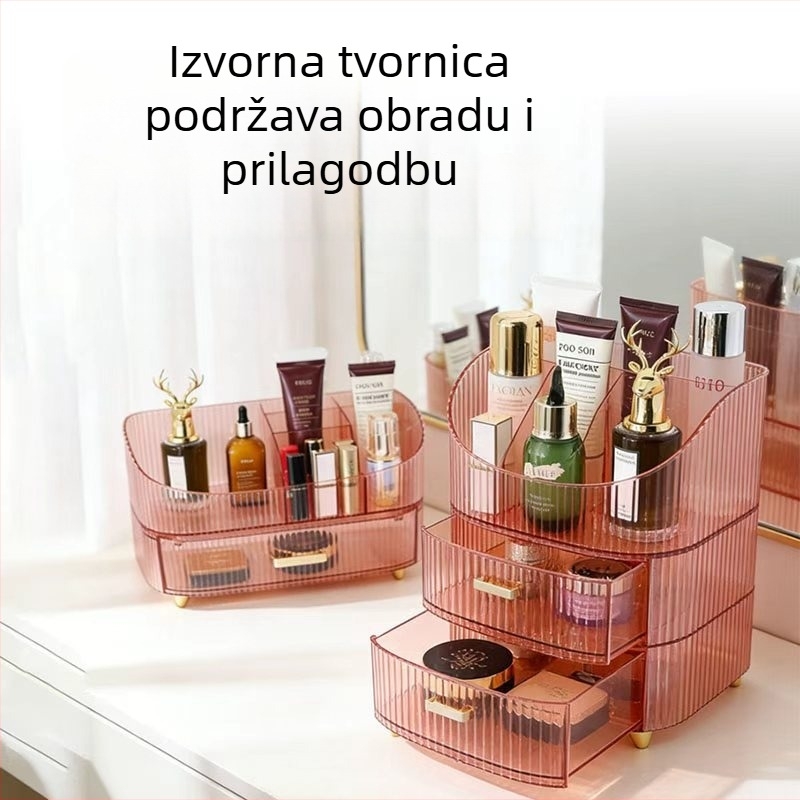 Prilagodljiva kutija za pohranu kozmetike s dojmom vrhunskog izgleda, velika ladica — organizator za njegu kože i nakit na radnom stolu