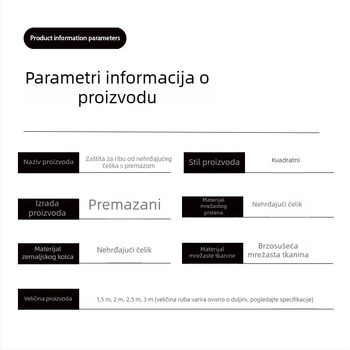 Nerđajući čelik, četvrtasti zaštitnik za ribe, debeli mrežni materijal s ljepilom, brzo sušenje