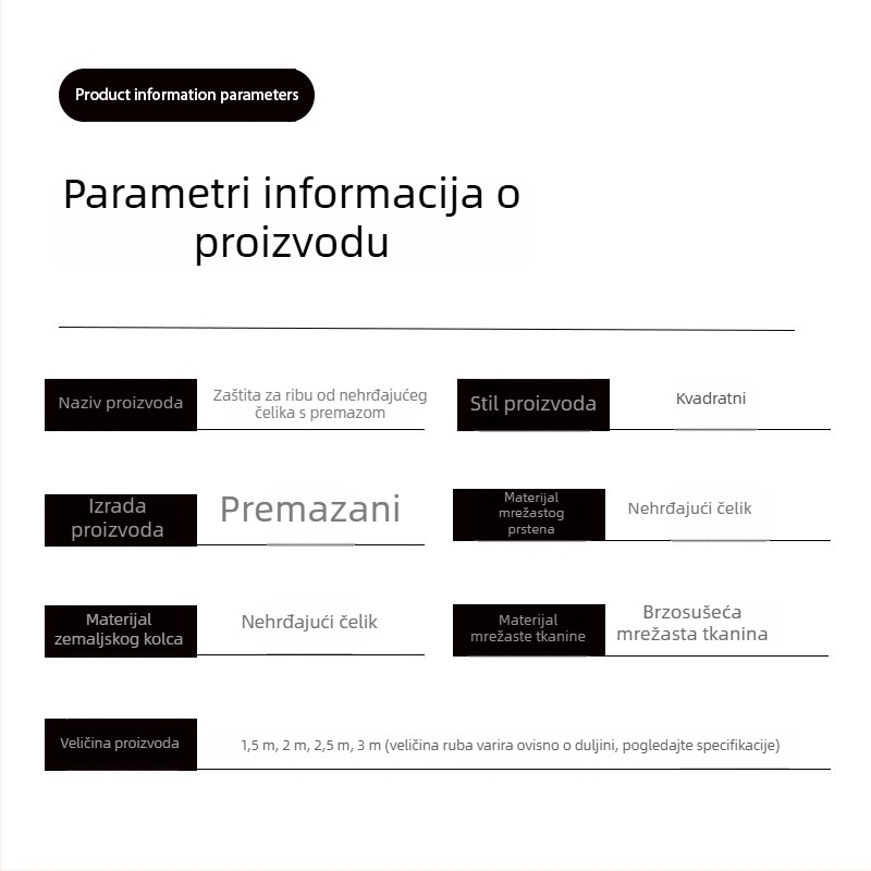 Nerđajući čelik, četvrtasti zaštitnik za ribe, debeli mrežni materijal s ljepilom, brzo sušenje