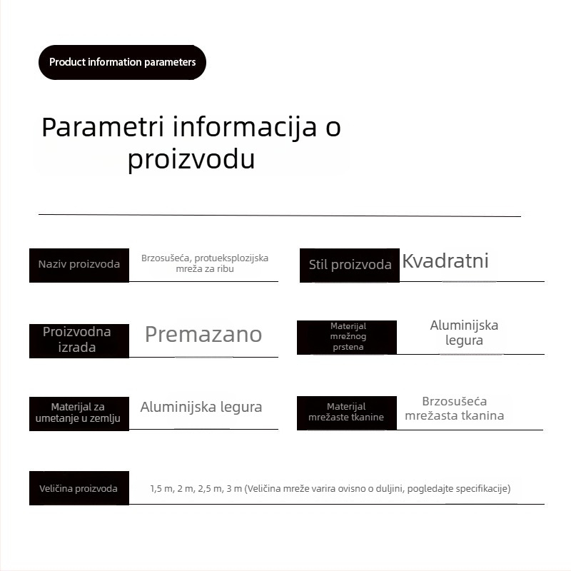 Kvadratna zaštitna mreža za ribe s debelim premazom mreže, anti-zakačivanje, brzo sušenje za potoke