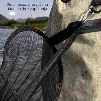 Prijenosna sklopiva mreža za ribolov, mreža s malim otvorima 15–20 cm, za ribolov u pokretu