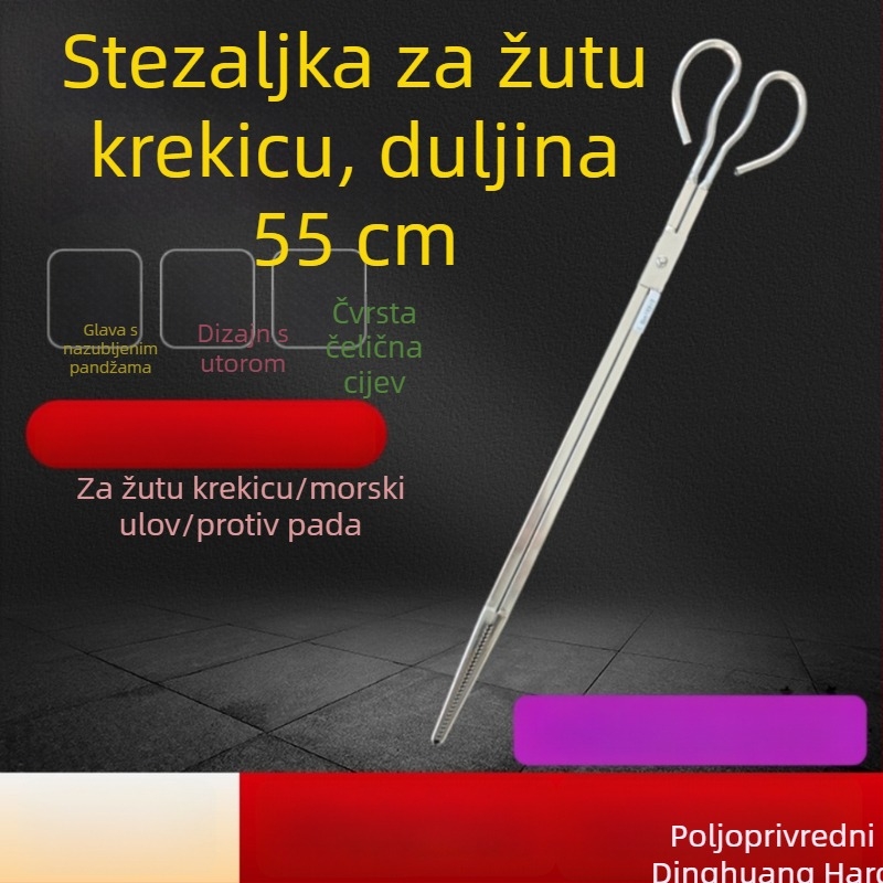 Klip od nehrđajućeg čelika s dugim rukohvatom za hvatanje rakova i jastoga, protuklizna ručka