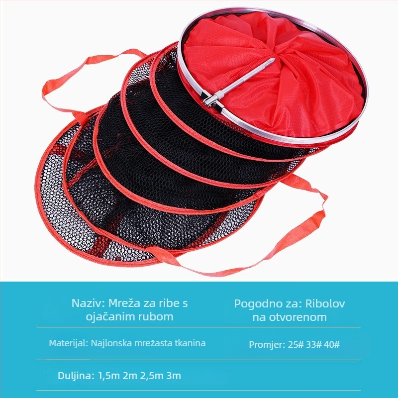 Najlon mrežasta zaštita za ribe s rubnim završavanjem i pozicioniranjem, prenosiva debela zaštita za ribolov
