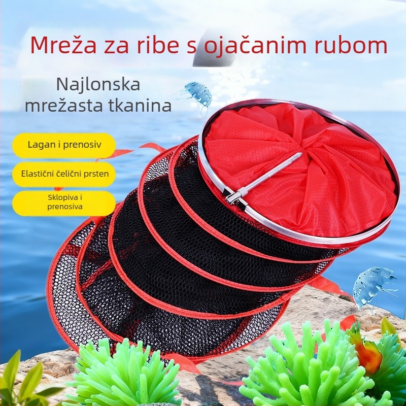 Najlon mrežasta zaštita za ribe s rubnim završavanjem i pozicioniranjem, prenosiva debela zaštita za ribolov