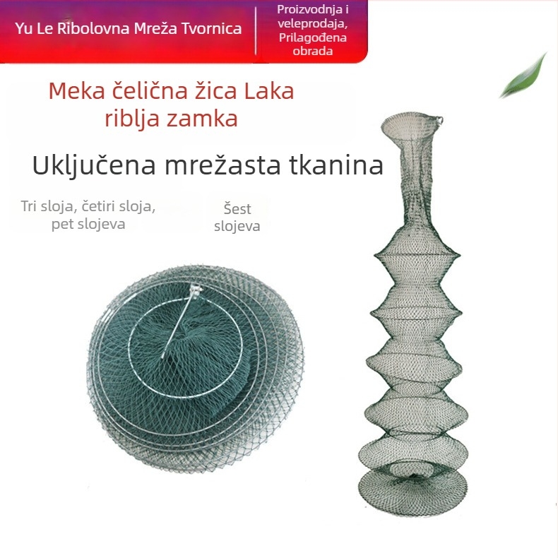 Najlon mrežasta torbica za male ribe s prstenom za usta, stil čelična vilica