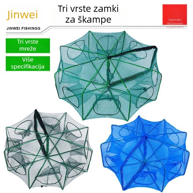 Kockasta sklopa kutija za kozice, kvadratni otvori 6-20, polygonalna ribarska mreža, mala veličina