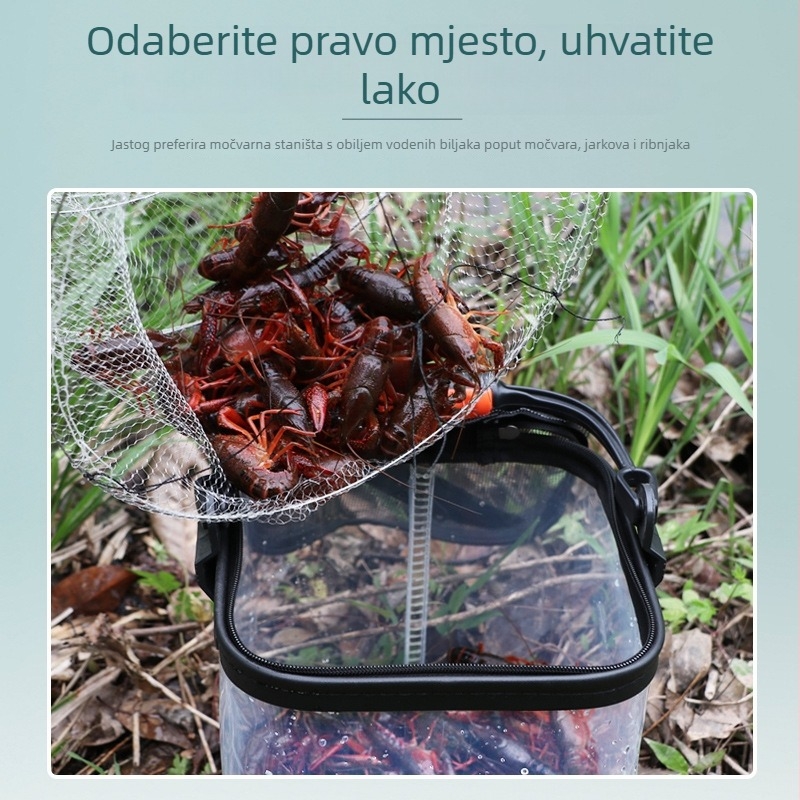 Sklopiva trostruka bijela mreža za škampe, pogodna za krabe i jastoge