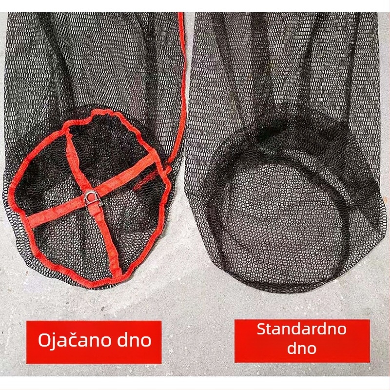 Prijenosna sklopiva mreža za ribolov u torbi s užetom, mreža za potok s džepom za ugradnju, jednostavna torba za ribu