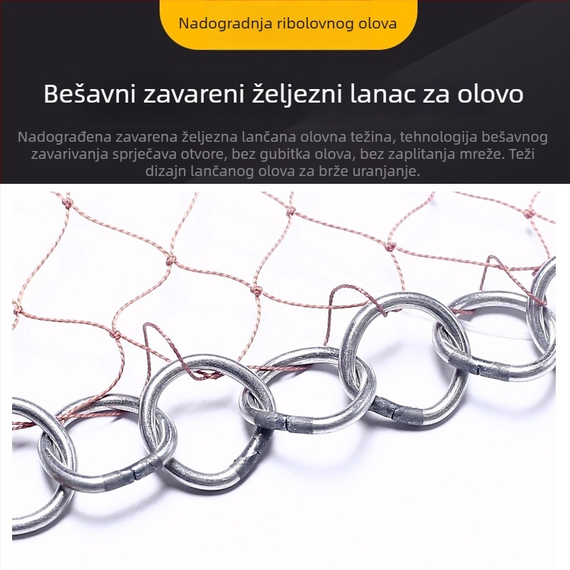 Ručna mreža za bacanje s debelim monofilamentnim vlaknom i zavarenim željeznim lancem, mreža u frisbee stilu za vanjsku upotrebu