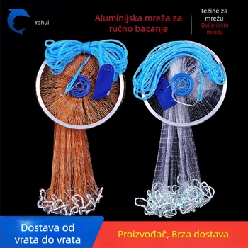 Najlonska mreža za ribolov, ručno bacanje, s aluminijskim diskom i monofilamentnim rotirajućim dijelom