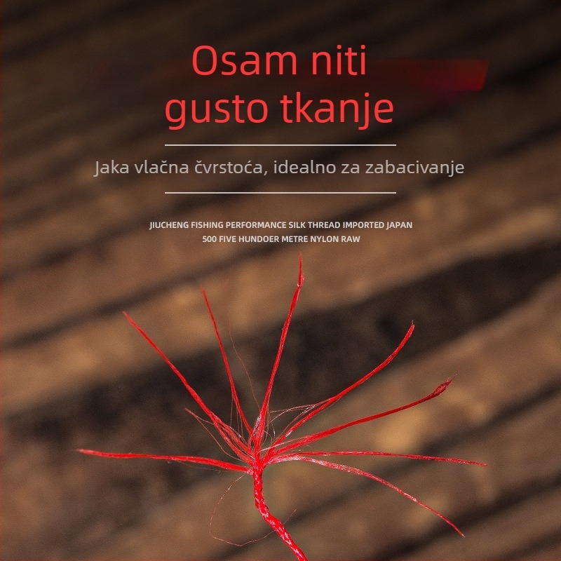 Kucheng osmerostruka pletena PE ribarska najlina, glavna linija, 13 kg, crvena boja, morski ribolov