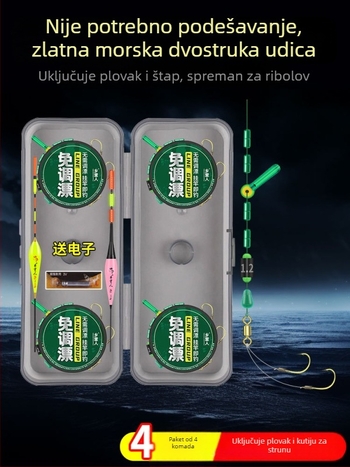 Set linije s plutom bez podešavanja — kompletno povezana glavna ribolovna linija s dvostrukim udicama