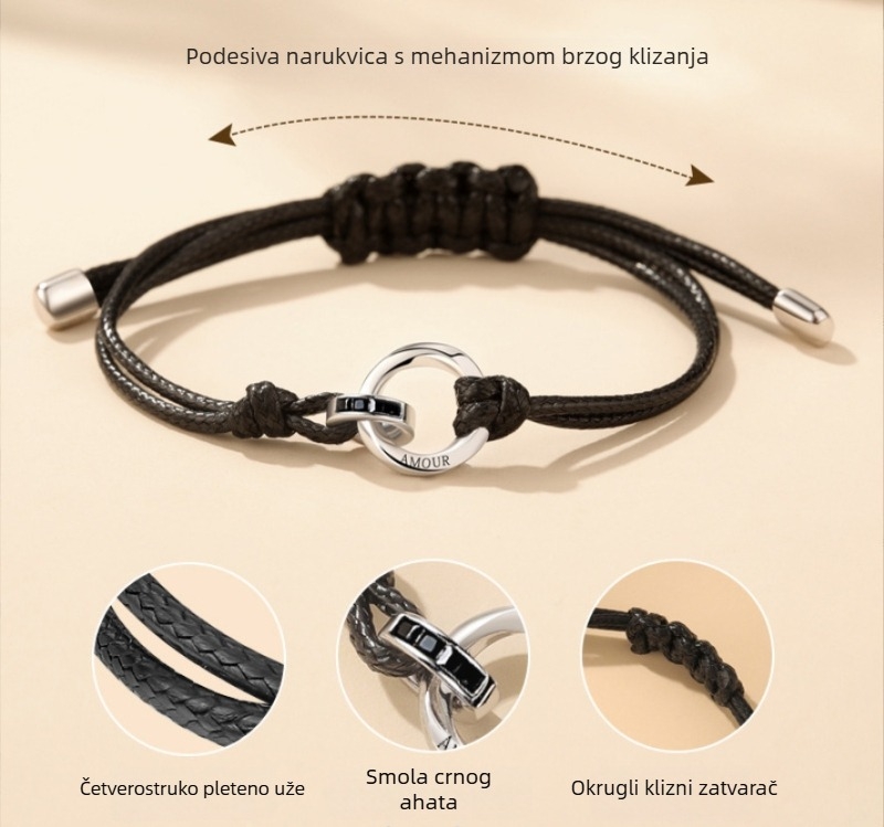 Mobius narukvica za par – ručno pletena, unisex dizajn