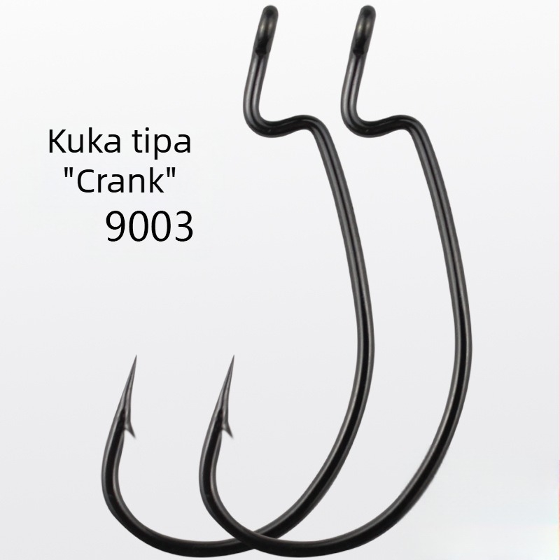 Bez bodlji široko tijelo crank kuka s dugim držalom za morski ribolov; paket mekane mamce i mekani crvi
