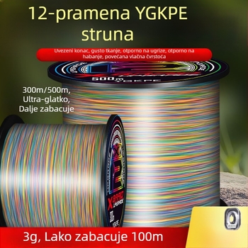 12-niti šarenog YGKPE najlina za varanje, ultra dugi bacaji, snažna vučna snaga, otporna na ubode i abraziju