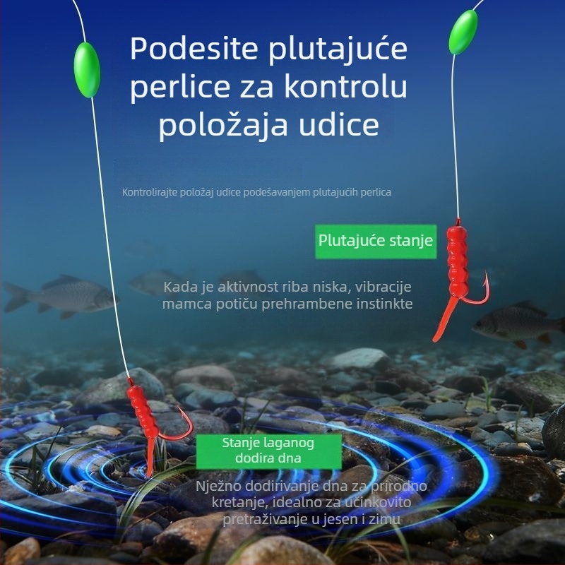 Set za ribol umjetnim mamcima za Carassius carassius – originalan, spreman za uporabu, komplet linije s podesivim plovkom i dodirom s dnom