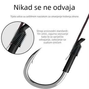 Završeni set dvostrukih udica s ojačanim ribolovnim linom za velike ulove — IZU-stil udica, tri zaštite, ojačana podlinija