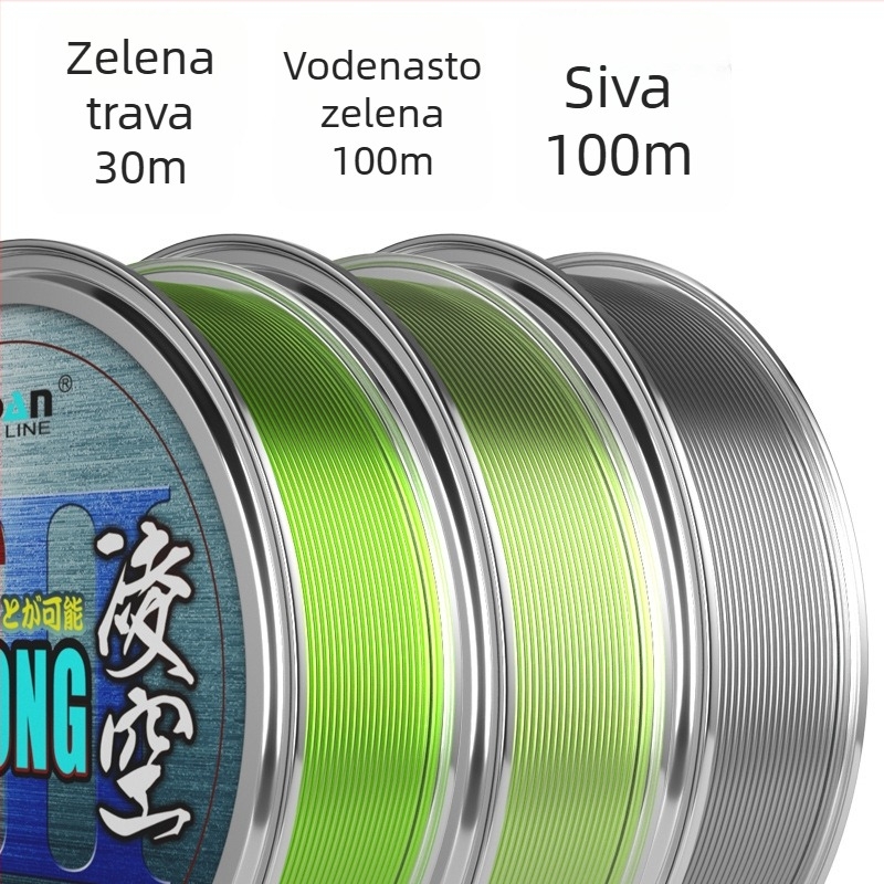 Muzi najlon ribolovna linija – glavna linija s predvezom, duljina 30 m i 100 m, visoka čvrstoća, otporna na abraziju