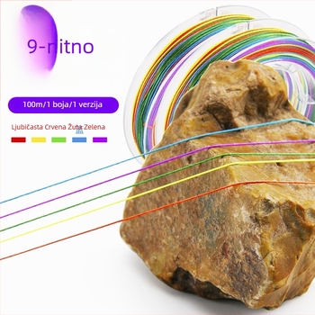 9-žilna PE glavna linija, snažna, 10 m, jednobojna, za ribolov s brodom