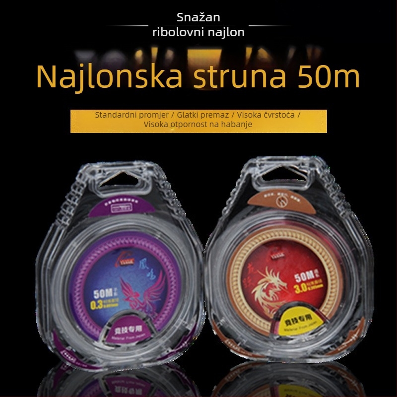 Visoko izdržljiva mekana najlonska ribolovna linija, 50 m glavna linija i vodilica za natjecateljski ribolov štapom