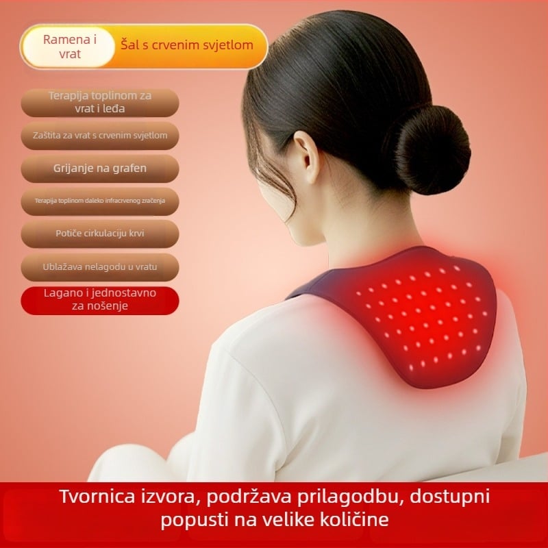 Bin Duokang Prijenosni šal s crvenim svjetlom za grijanje ramena i vrata – fizioterapija