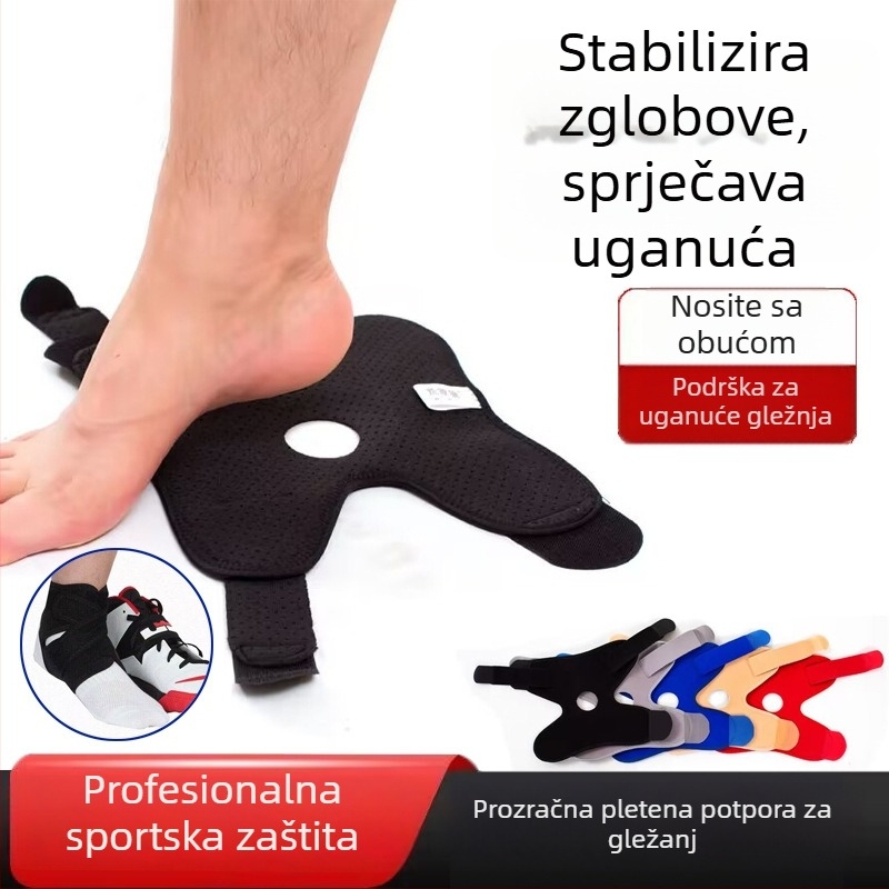 Prilagodljiva potpora gležnju s kompresijskim trakom za sport, pogodna za košarku i badminton, zaštita od uganuća