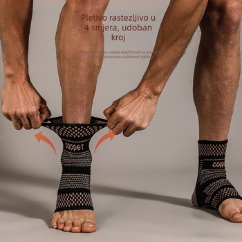 Gležanj podrška s bakrovim ionima, pleteni kompresijski dizajn, prozračna, za košarku, badminton i druge outdoor športove.