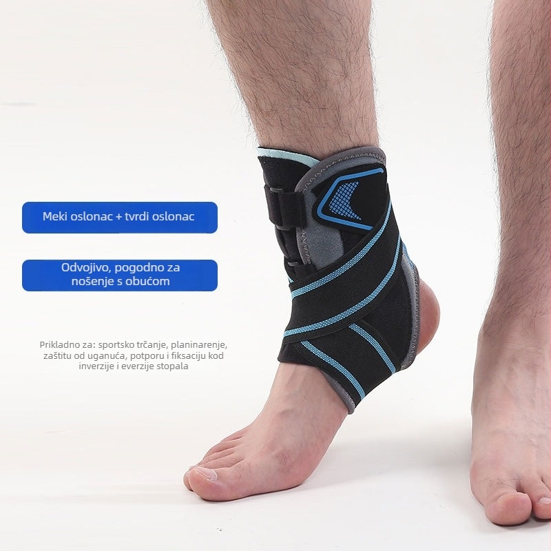 Podlaga za gležanj s aluminijskom pločom za potporu; zaštita od uganuća i naprezanja ligamenata; podešavajući pričvršivački remen; pogodna za trčanje, planinarenje, vožnju bicikla, nogomet i košarku.
